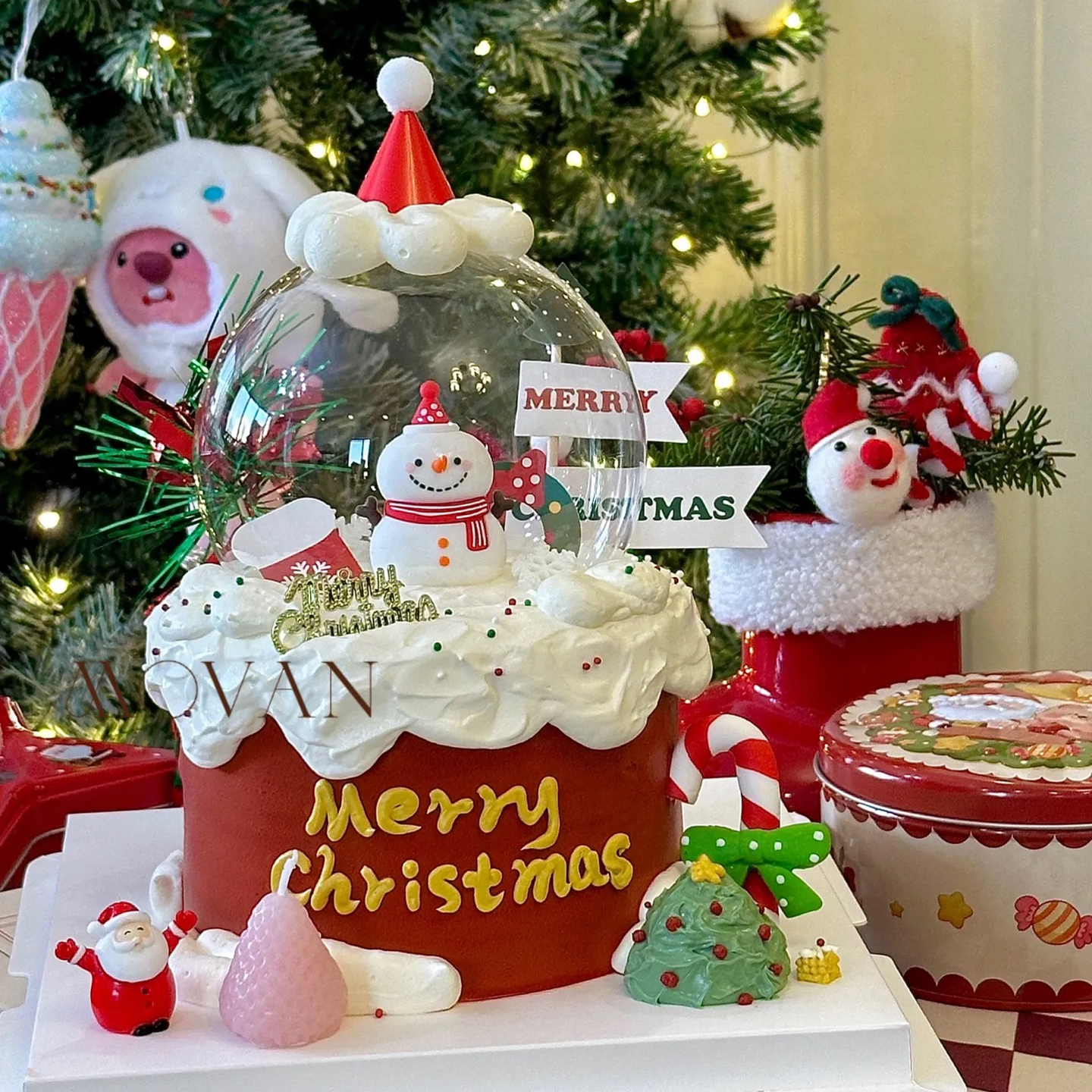 圣诞节蛋糕装饰摆件小雪人老人
