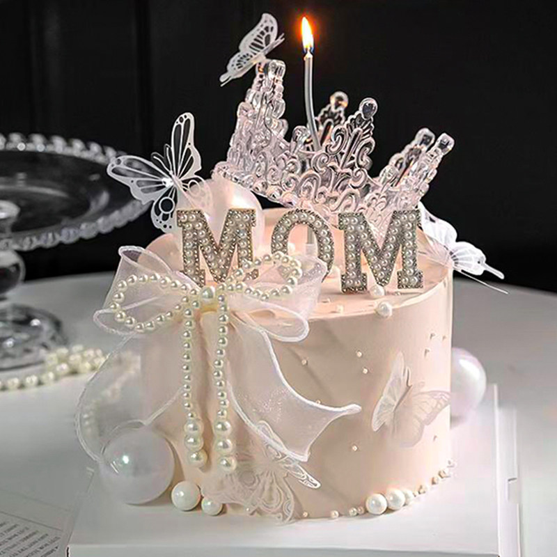 2025母亲节水晶透明皇冠蛋糕装饰珍珠蝴蝶结MOM插件幻彩蝴蝶插牌,节庆用品/礼品,蛋糕/烘焙装饰用品,淘宝优惠券,粉丝福利购,淘宝优惠卷