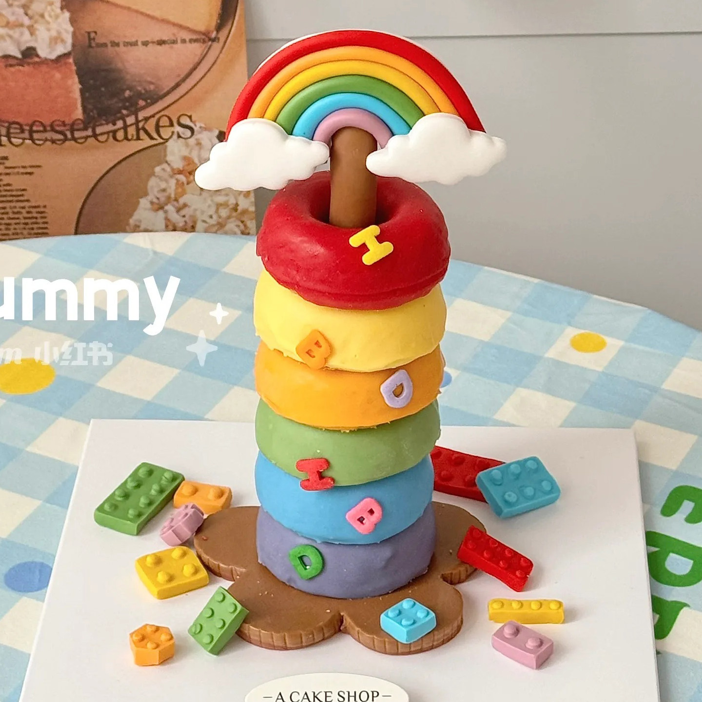 卡通ins可爱创意彩虹塔甜甜圈叠叠乐蛋糕装饰多巴胺软胶甜品插件,节庆用品/礼品,蛋糕/烘焙装饰用品,淘宝优惠券,粉丝福利购,淘宝优惠卷