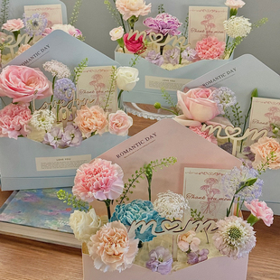 母亲节信封蛋糕烘焙装 饰摆件 饰插件木质mom插牌甜品盒手提盒装