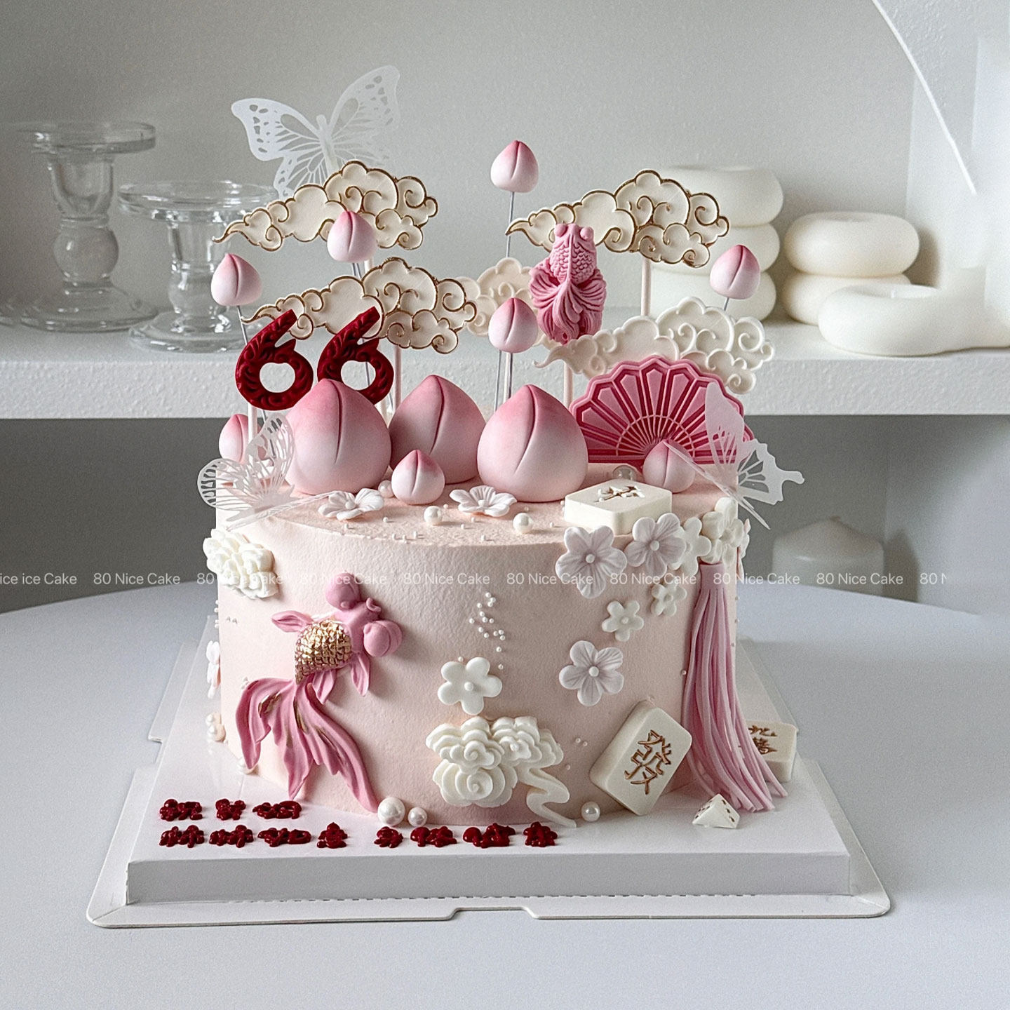 新中式粉色锦鲤寿桃祝寿蛋糕装饰国风折扇祥云硅胶模具寿桃摆件,节庆用品/礼品,蛋糕/烘焙装饰用品,淘宝优惠券,粉丝福利购,淘宝优惠卷