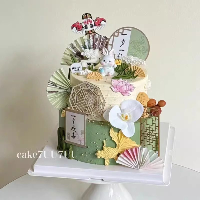 新中式复古国风兔子宝宝周岁蛋糕装饰折扇屏风小兔子宝宝摆件装扮,节庆用品/礼品,蛋糕/烘焙装饰用品,淘宝优惠券,粉丝福利购,淘宝优惠卷