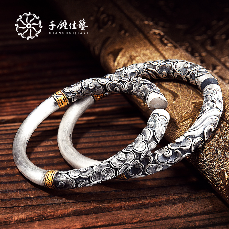 千锤佳艺银手镯990金箍棒紧箍咒