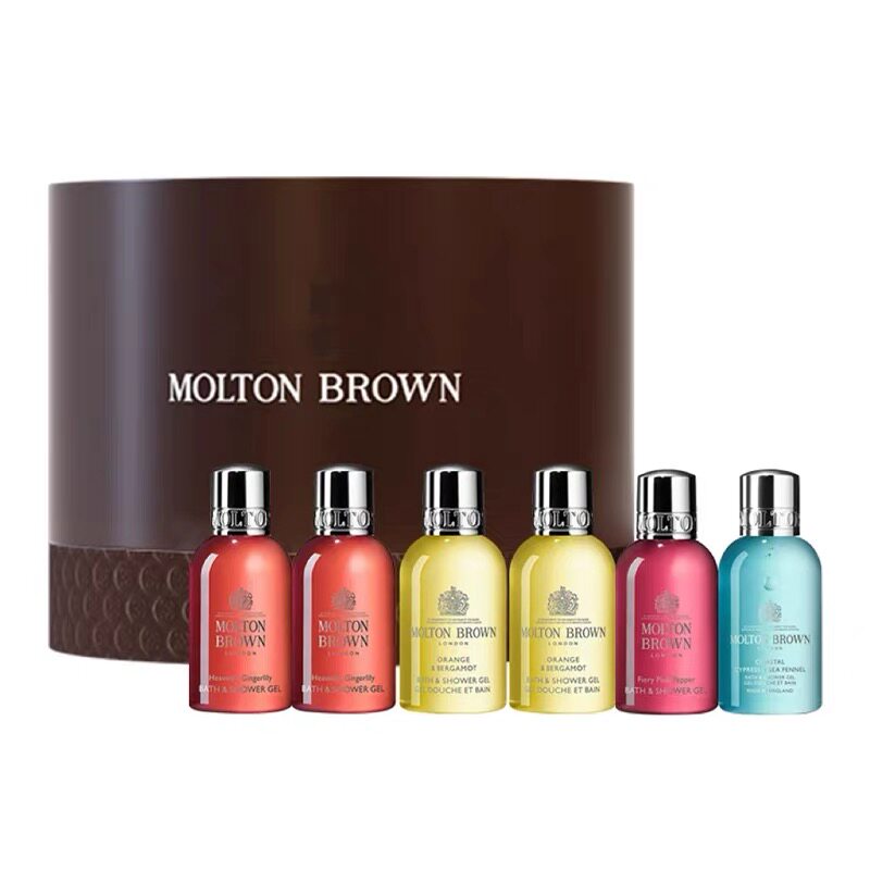 摩顿布朗 MoltonBrown 沐浴露圆筒礼盒50MLX6 柑橘姜花粉椒海柏树