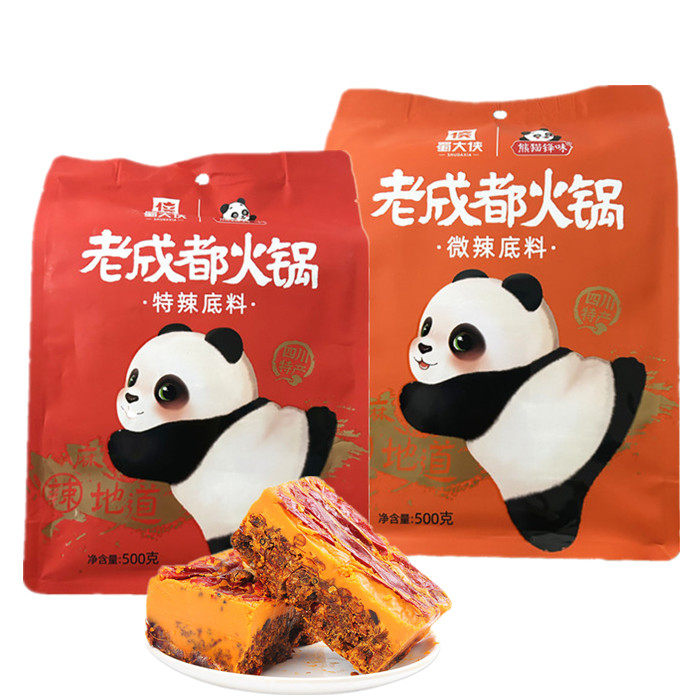 蜀大侠熊猫锋味老成都火锅底料500g四川特产麻辣火锅冒菜烧菜调料