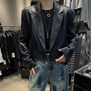 LIAN里安2025秋季新款潮流百搭简约港风宽松环保pu短款皮衣外套女