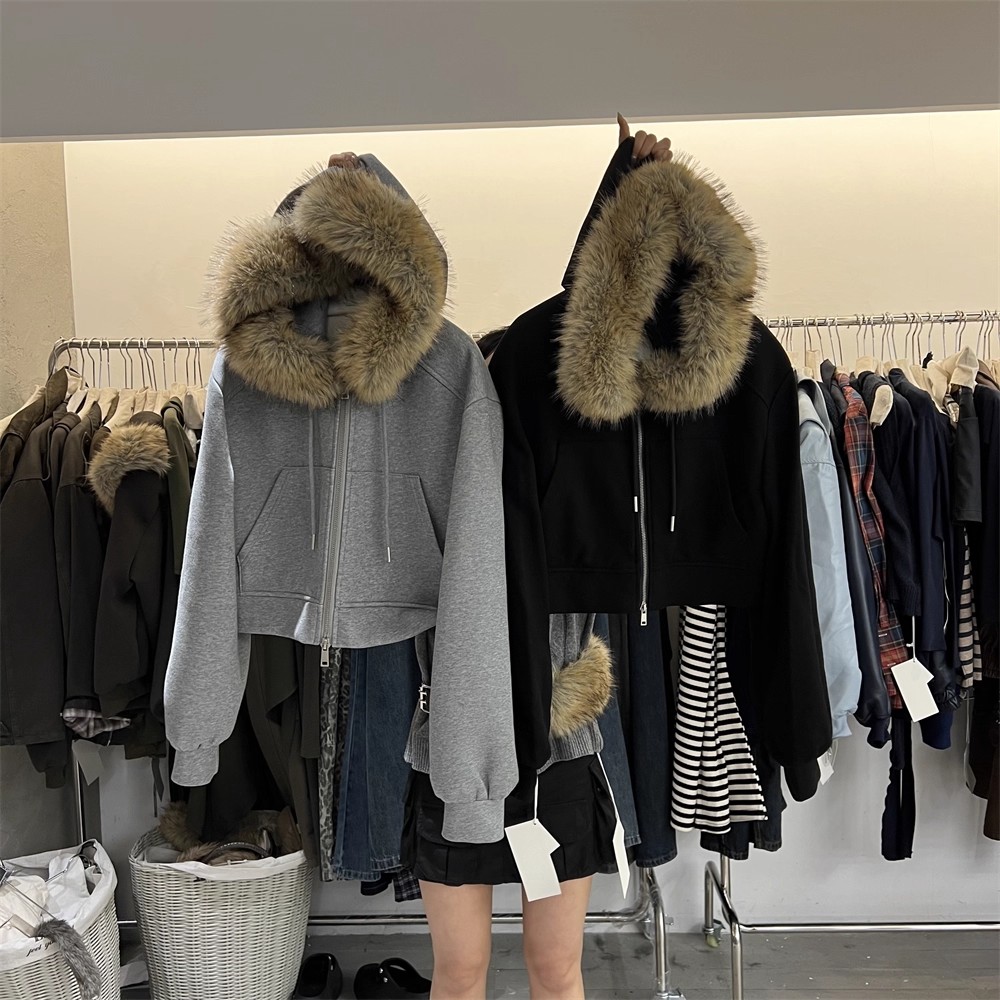 PLNH2025秋冬新款韩版时尚设计感宽松显瘦连帽立领羽绒服短外套女