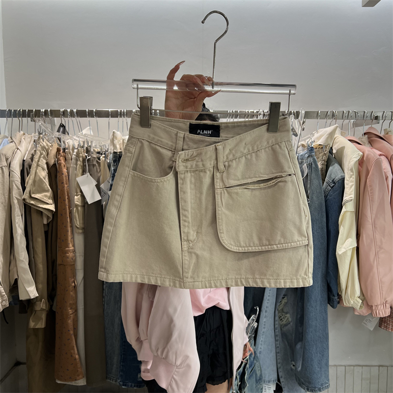 PLNH牛仔半身裙女设计感小个子2025新款A字牛仔裙显瘦百搭包臀裙