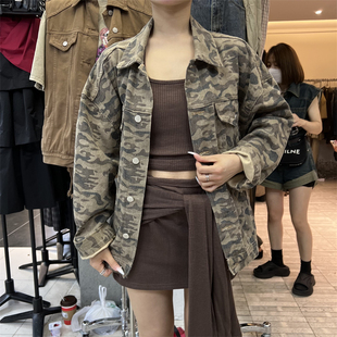 PLNH2025秋季新款韩版设计感宽松显瘦气质百搭迷彩牛仔外套现货