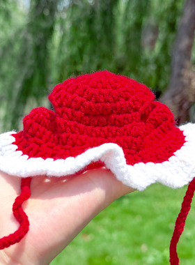 猫咪狗狗可爱红色小帽子宠物头套头饰发饰布偶猫幼猫拍照装扮配饰