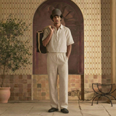 春秋季 老钱亚麻休闲裤 男夏季 Unblank 凉感透气纯色宽松垂感长裤