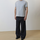 型微喇叭原牛宽松直筒阔腿深蓝复古牛仔裤 Unblank 2021M版 男