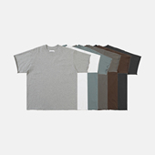 Unblank手工破坏卷边BOXY短宽圆领短袖 T恤复古宽松250g纯棉打底衫