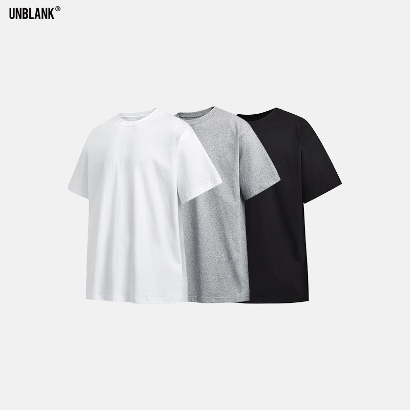 三本针全棉基础款T恤上衣男士