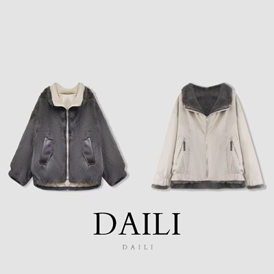 【呼呼专享】黛利双面穿獭兔皮毛一体皮草派克服外套DL2511087