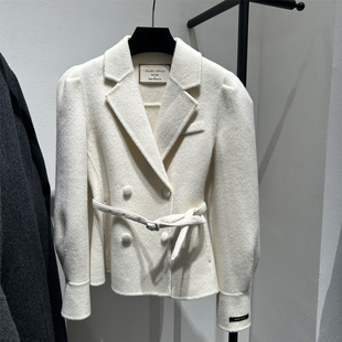 韩国Studio 外套女潮 20four韩系系腰带收腰显瘦双面羊毛大衣西装