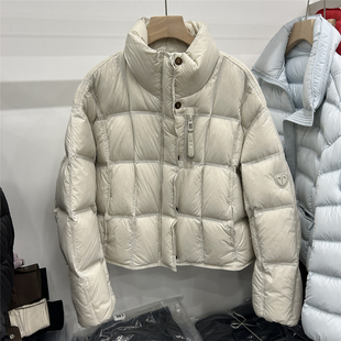 欧洲站欧货2025冬季新款90白鹅绒立领短款羽绒服女百搭保暖外套