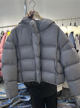 欧货2025冬装新款连帽泡芙感羽绒服休闲90白鸭绒面包服外套60336