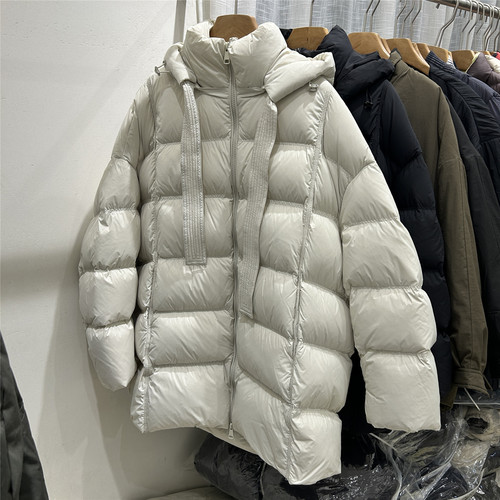 欧洲站欧货2025冬季新款90白鹅绒羽绒服女中长款连帽宽松保暖外套