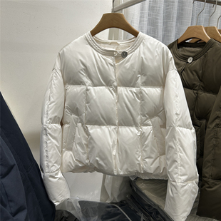 欧洲站2025冬季新款圆领90白鹅绒羽绒服女韩版宽松显瘦保暖外套潮