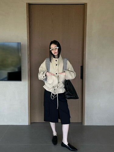 2026早春新款天丝棉立领短款外套女抽绳显瘦休闲夹克plant ale