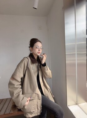 欧货2026冬装拼接灯芯绒领90白鸭绒羽绒服女宽松休闲外套潮6589