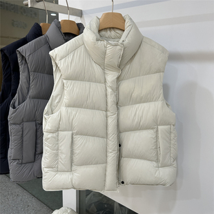 韓版 立領羽絨馬甲女寬松百搭顯瘦坎肩背心白鴨絨外套 2025秋冬新款