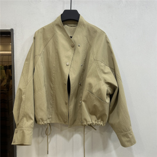 时尚 欧洲站欧货2025早秋新款 立领风衣外套女宽松显瘦百搭夹克上衣