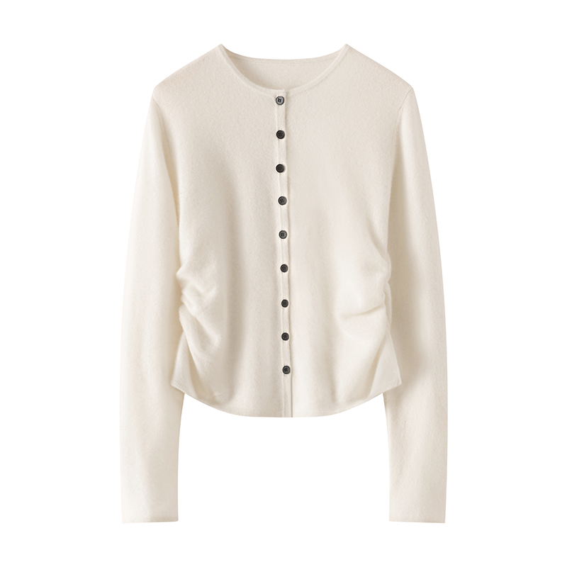 100%纯山羊绒衫女圆领长袖针织