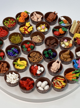 兼容乐高小颗粒积木食物水果苹果木框moc场景DIY木盆搭配益智儿童