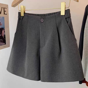 显瘦外穿打底靴裤 女装 冬天配靴子大码 秋冬高腰百搭小个子毛呢短裤