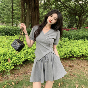 夏装大码胖妹妹休闲减龄运动服套装女显瘦遮肉阔腿短裤时尚两件套