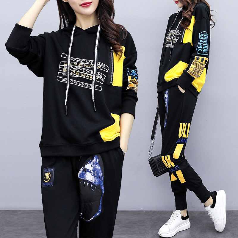 드래그 댄스 의류 새로운 스포츠 대형 유행 연령 감소 정장 여성 봄 가을 패션 유령 단계 댄스 의류 유행