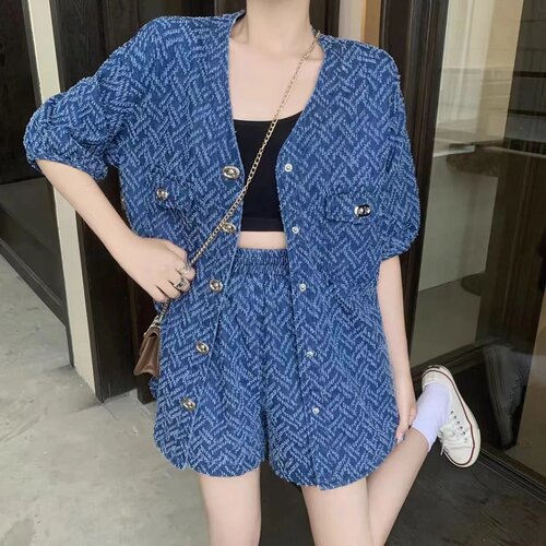 夏季胖mm显瘦阔腿套装