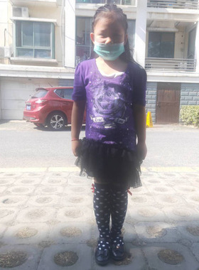 夏装女童紫色全棉短袖印花纱裙儿童连衣裙110-120-130蛋糕裙夏季