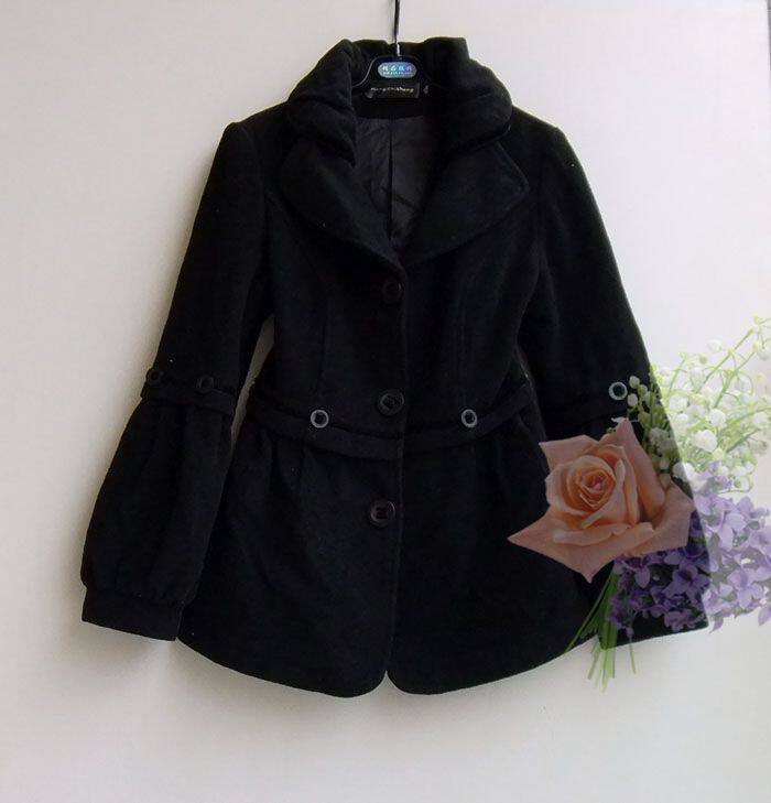 春季韩版花苞领气质款毛呢外套