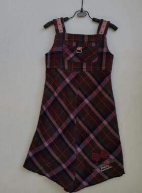 紫色毛呢春秋款儿童背带裙绣花款130-140修身款