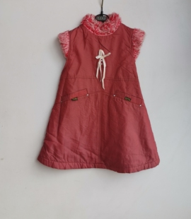 酱红色秋冬款加绒女童背心裙马甲裙110-120