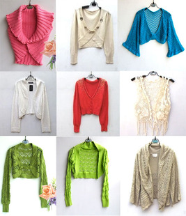 多款可选春秋款绣花串珠时尚披肩小外套女装毛衣155-160