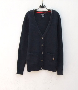 26-5无细节小熊羊绒衫藏青色开衫外套毛衣155套头纯色