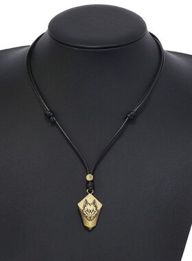 合金皮绳男女霸气金属狼头项链