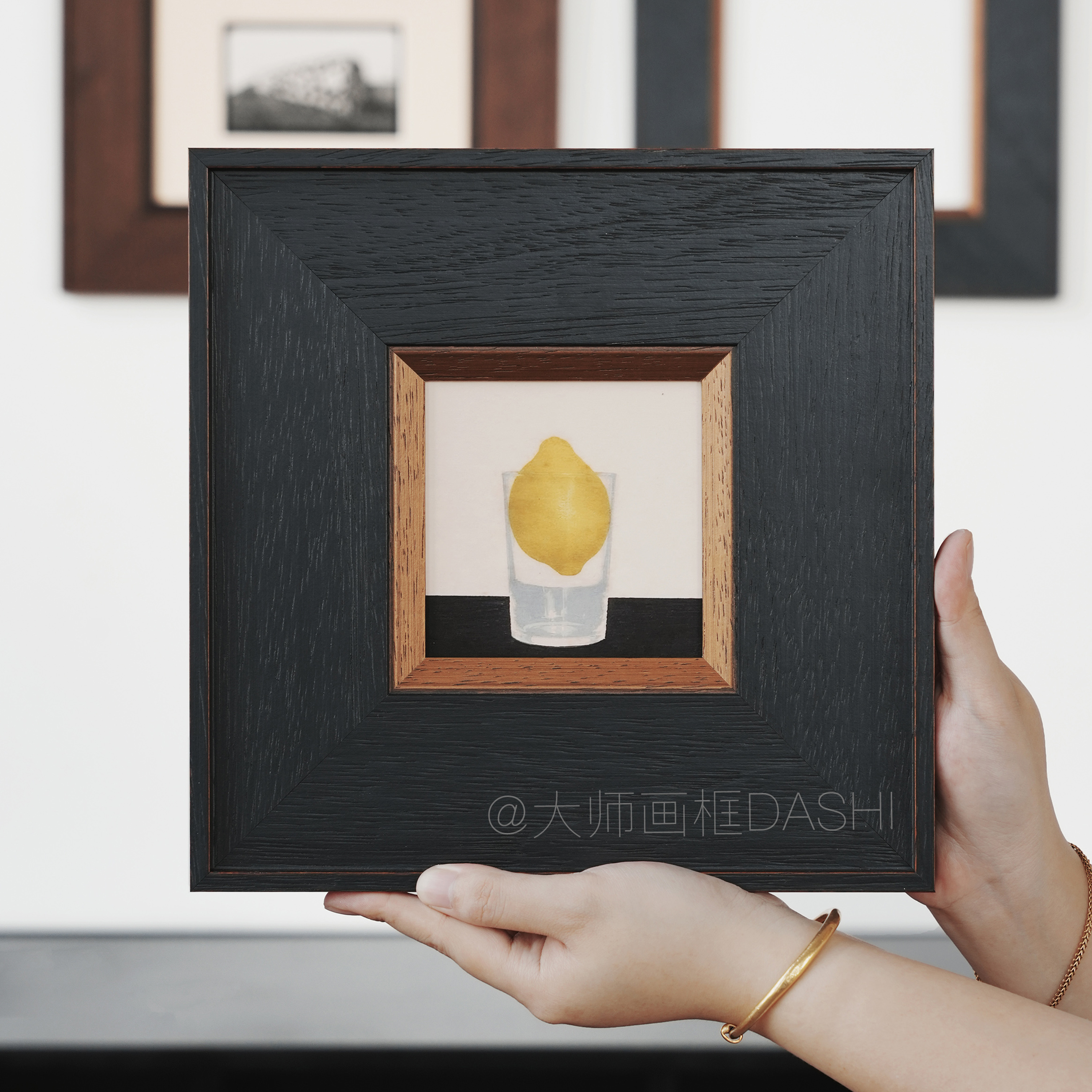 实木黑色画框相框挂墙空框定制装裱中古复古拼图照片证书营业执照