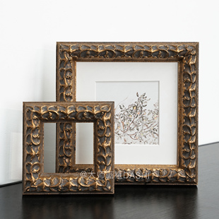 欧式复古金色做旧实木油画画框装裱空框定制挂墙客厅a4相框水彩4k
