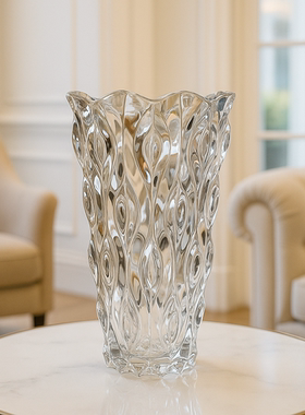 加厚水晶玻璃花瓶摆件高档客厅餐桌装饰玻璃水养插花
