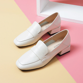 女英伦乐福鞋 一脚蹬粗跟单鞋 低跟小香风大码 小皮鞋 女鞋 41一43春秋