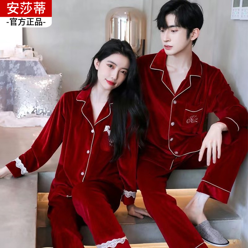 情侣睡衣男女士春秋冬季大码金丝绒家居服外套2025结婚红色本命年,女士内衣/男士内衣/家居服,睡衣/家居服套装,淘宝优惠券,粉丝福利购,淘宝优惠卷