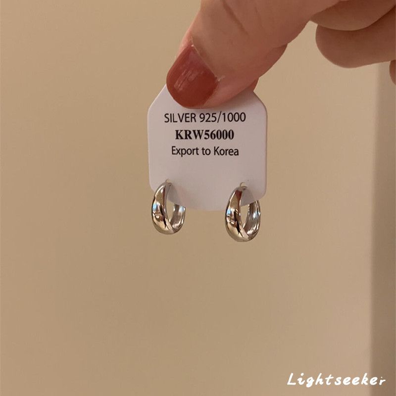 简约小众气质银色水滴形素圈耳环2025新款爆款高级感轻奢夏季耳扣