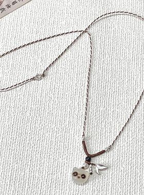 小红书中式同款冰透熊熊叶子手工编织简约项链女锁骨新款时尚配饰