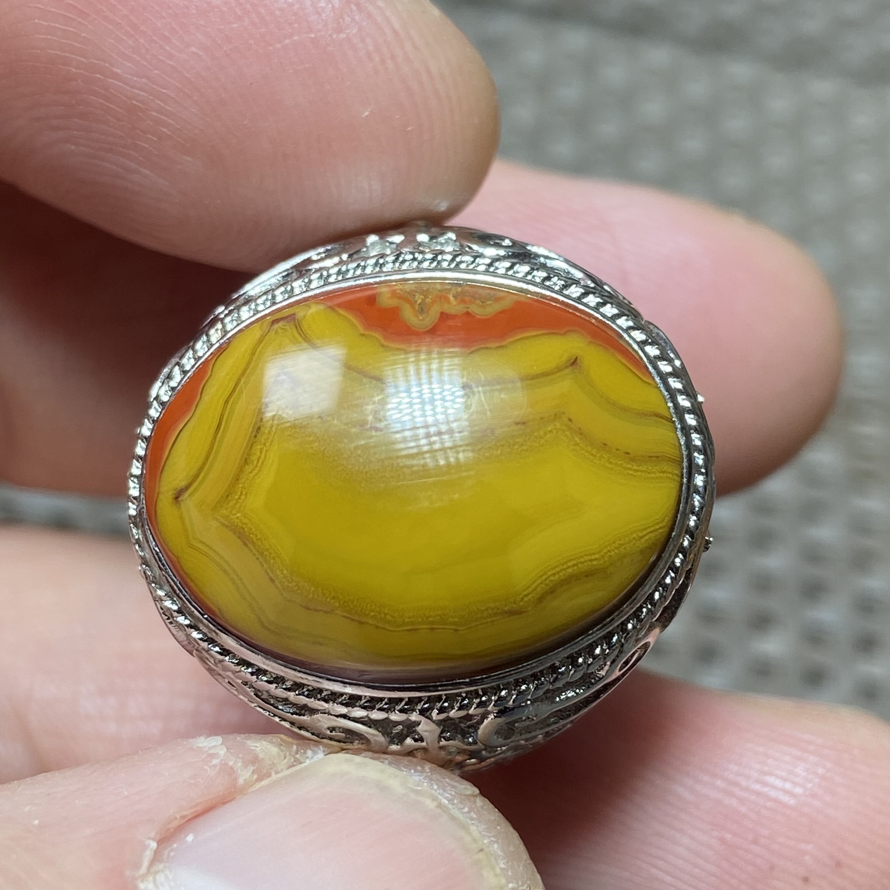 战国红玛瑙镶嵌戒指男款河北宣化料精品大湾老料一物一图