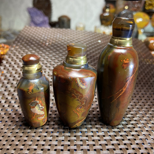 战国红玛瑙雕刻鼻烟壶大梁后背河北宣化料手把件摆件三个一组